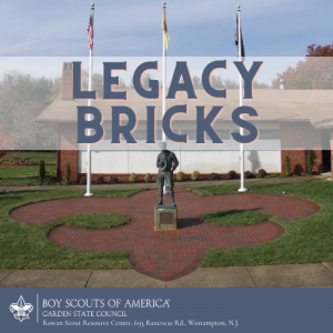 The Rowan Scout Resource Center in Westampton, NJ, features a brick walkway in the shape of the Scouting fleur di lis comprised of sponsored bricks.