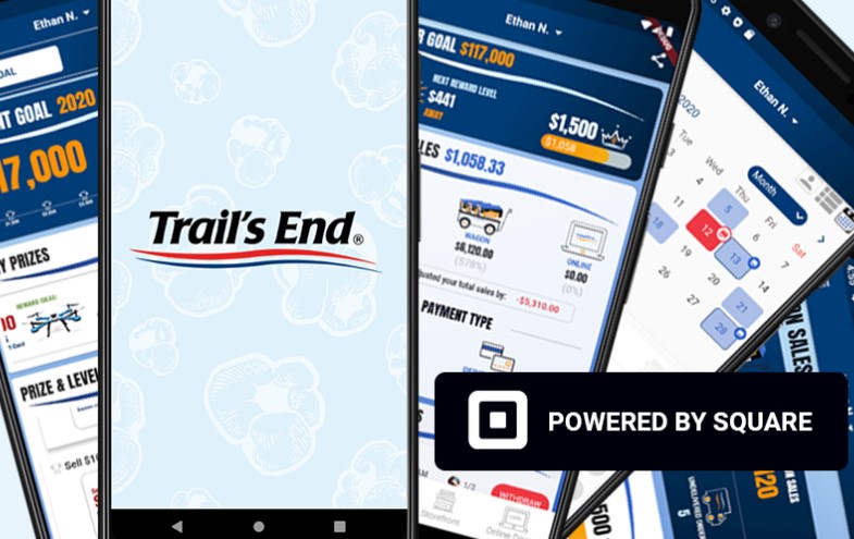 The Trails End app for popcorn sellers offers free credit card processing and more. Text APP to 62771 to get the Trails End app.