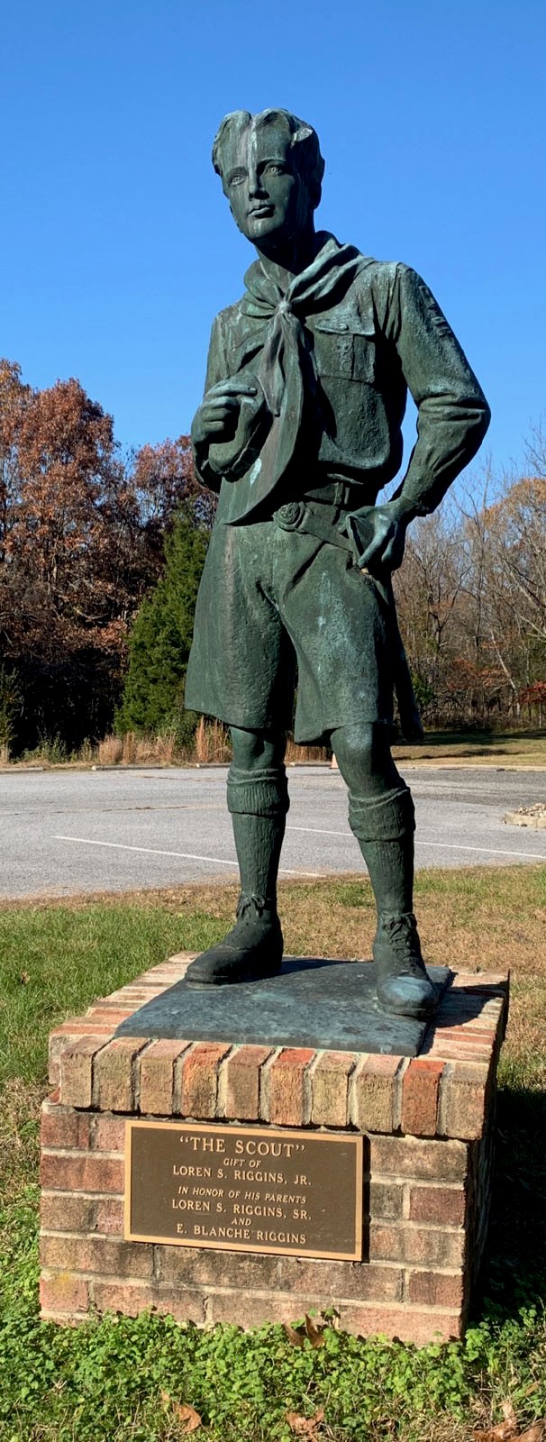 The Good Scout, a statue of a Scout in uniform that stands outside each of our Scout offices
