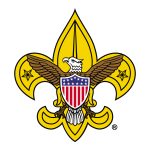 The gold fleur di lis with ealge logo of the Scouts BSA program