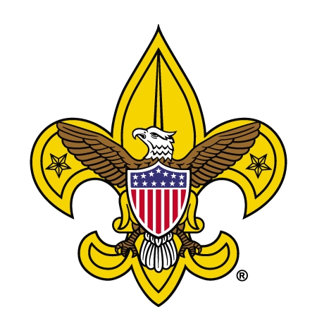 The gold fleur di lis with ealge logo of the Scouts BSA program