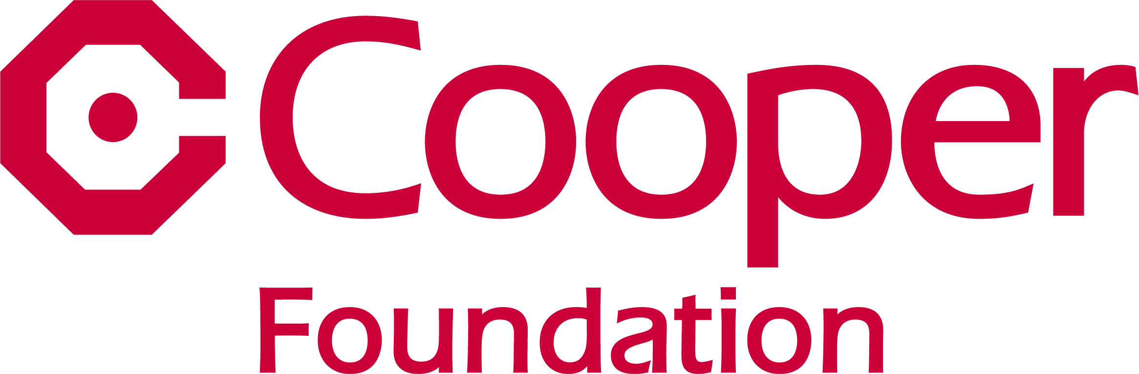 Typographic logo in red on a white background for Cooper Foundation