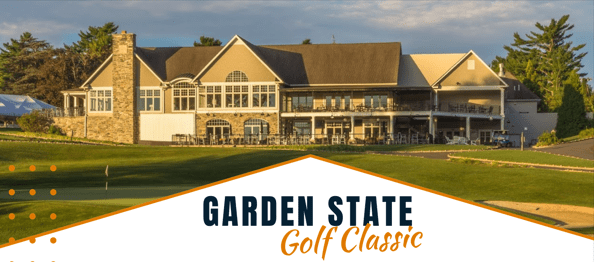 Header image for the Garden State Golf Classic ,featuring the back of the clubhouse for the Legacy Club at Woodcrest